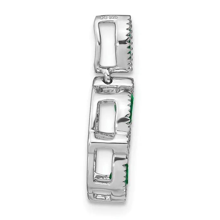 TreasureFineJewelers 14k White Gold Emerald and Diamond Pendant Necklaces