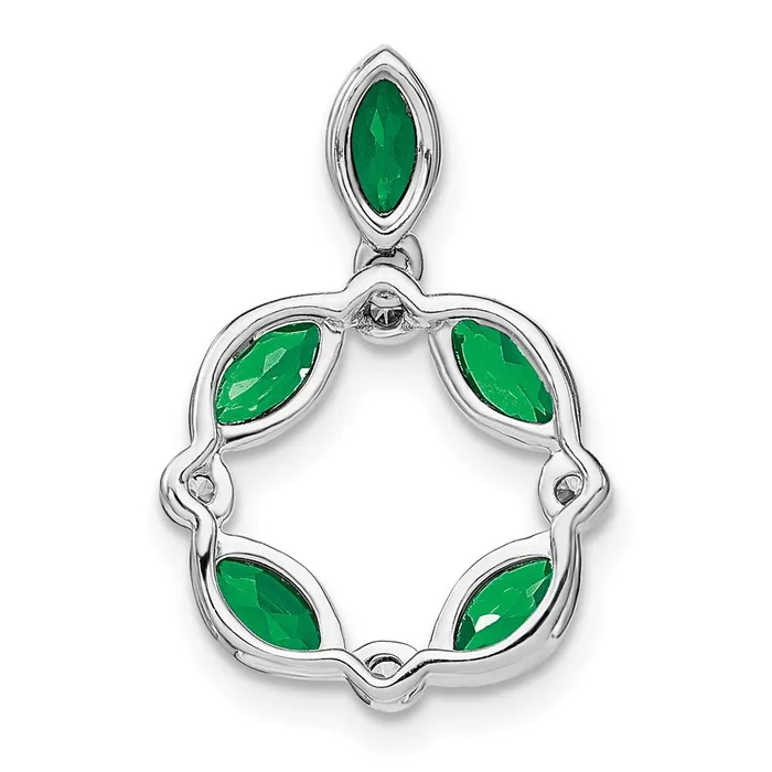 TreasureFineJewelers 14k White Gold Emerald and Diamond Pendant Necklaces