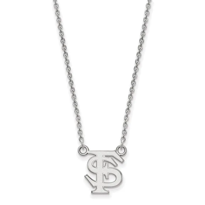 TreasureFineJewelers 14k White Gold Florida State University Small Pendant Necklace Necklaces TreasureFineJewelers 14k White Gold Florida State University Small Pendant Necklace Necklaces