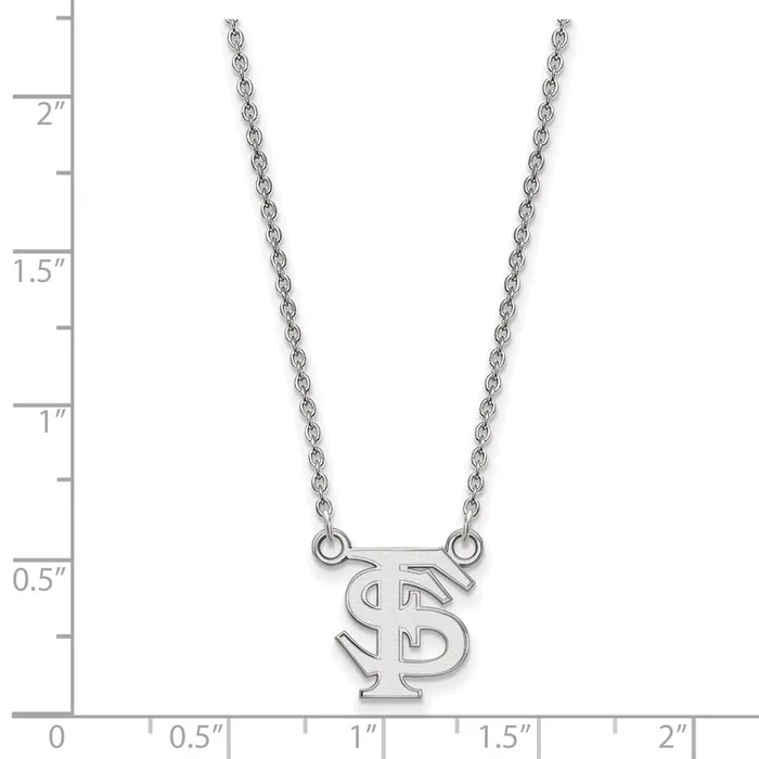 TreasureFineJewelers 14k White Gold Florida State University Small Pendant Necklace Necklaces