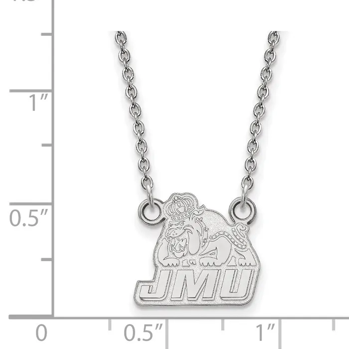 TreasureFineJewelers 14K White Gold James Madison University Small Pendant with Necklace Necklaces