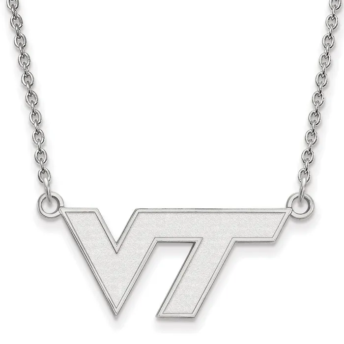 TreasureFineJewelers 14K White Gold Virginia Tech Small Pendant with Necklace Necklaces TreasureFineJewelers 14K White Gold Virginia Tech Small Pendant with Necklace Necklaces