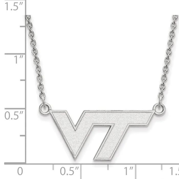 TreasureFineJewelers 14K White Gold Virginia Tech Small Pendant with Necklace Necklaces