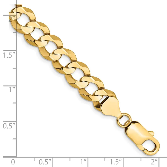 TreasureFineJewelers Bracelets 14K 7 inch 83mm Lightweight Flat Cuban with Lobster Clasp Bracelet