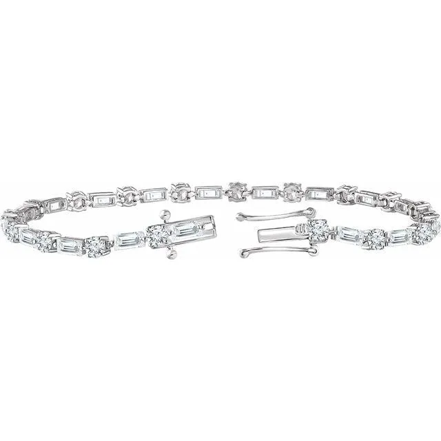 TreasureFineJewelers Bracelets Sterling Silver Cubic Zirconia Line 7 Bracelet