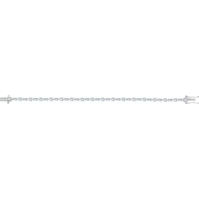 TreasureFineJewelers Bracelets Sterling Silver Cubic Zirconia Line 7 Bracelet