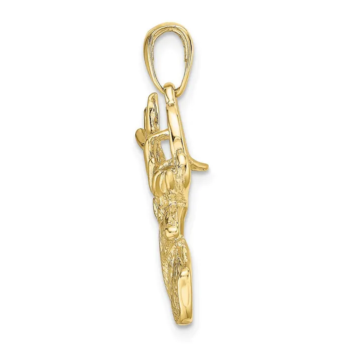 TreasureFineJewelers Charm Necklaces 10K Polished Deer Head Charm