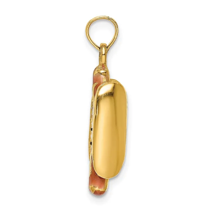 TreasureFineJewelers Charm Necklaces 14k Yellow Gold 3D Enamel Hot Dog w Bun Charm