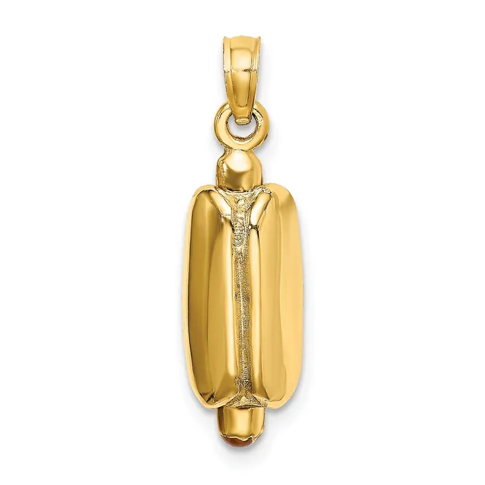 TreasureFineJewelers Charm Necklaces 14k Yellow Gold 3D Enamel Hot Dog w Bun Charm
