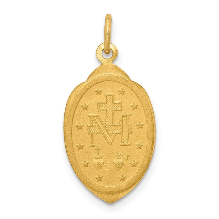 TreasureFineJewelers Charm Necklaces 14k Yellow Gold Miraculous Medal Charm