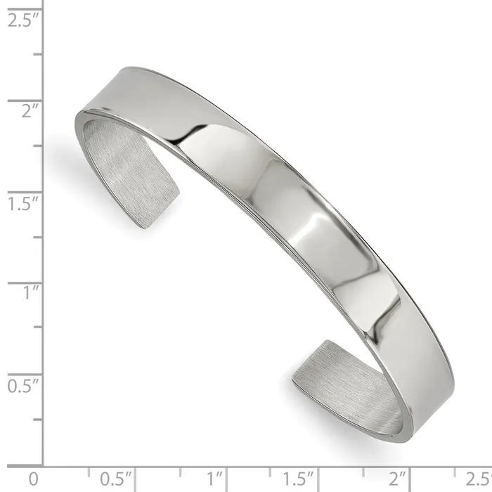 TreasureFineJewelers Chisel Stainless Steel Polished 9mm Cuff Bangle Bracelets