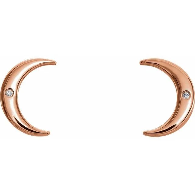 TreasureFineJewelers Earrings 14K Rose 005 CTW Diamond Crescent Earrings