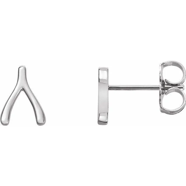TreasureFineJewelers Earrings Sterling Silver Wishbone Earrings