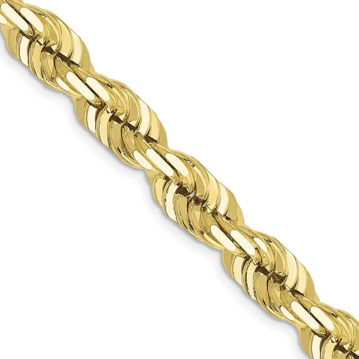 TreasureFineJewelers Necklaces 10k 7mm Diamondcut Rope Chain