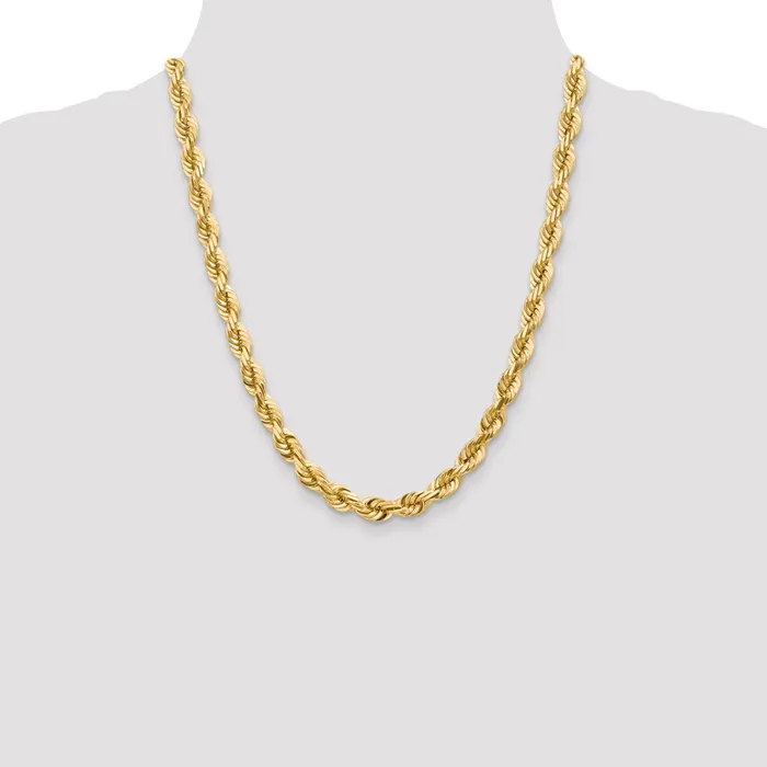 TreasureFineJewelers Necklaces 10k 7mm Diamondcut Rope Chain