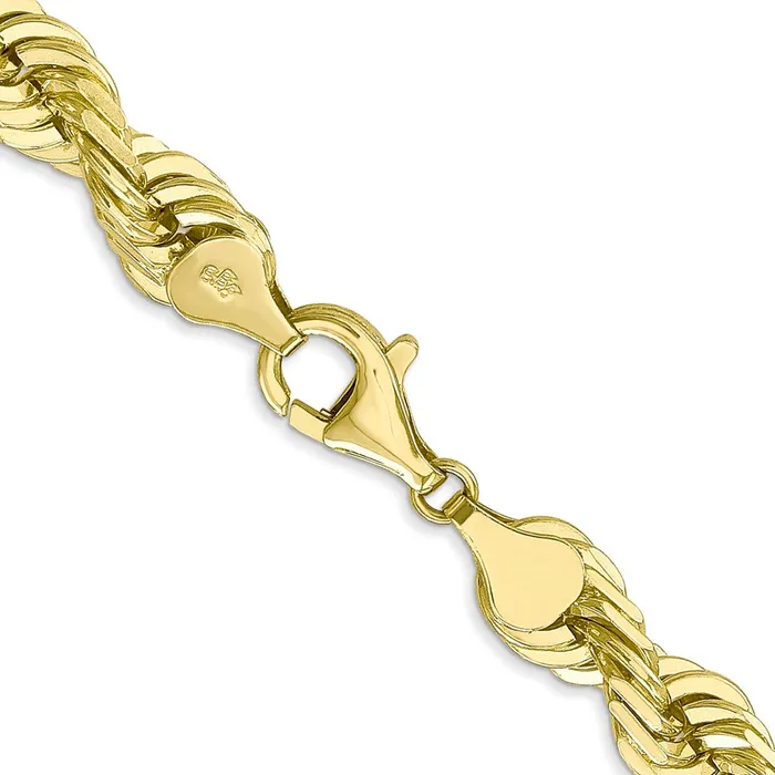 TreasureFineJewelers Necklaces 10k 7mm Diamondcut Rope Chain