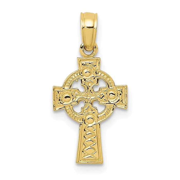 TreasureFineJewelers Necklaces 10k Celtic Cross wEternity Circle Pendant