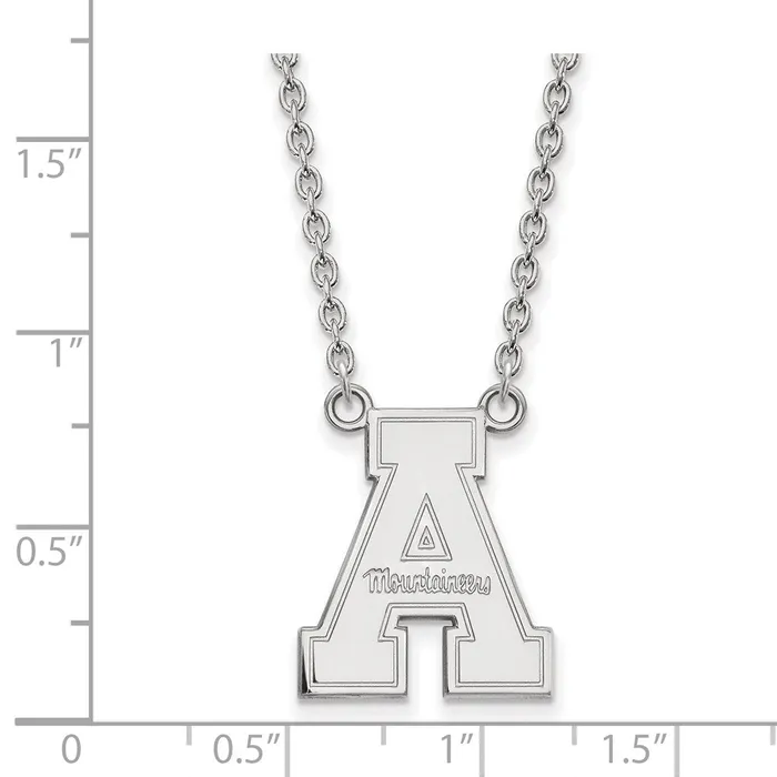 TreasureFineJewelers Necklaces 10K White Gold Appalachian State University Large Pendant wilth Necklace