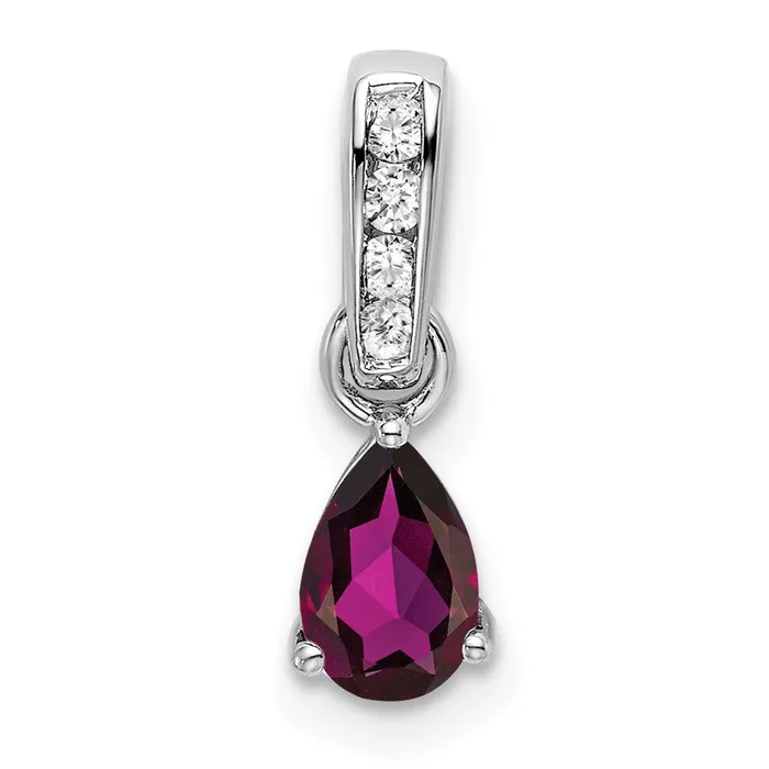 TreasureFineJewelers Necklaces 10k White Gold Pear Rhodolite Garnet and Diamond Pendant TreasureFineJewelers Necklaces 10k White Gold Pear Rhodolite Garnet and Diamond Pendant