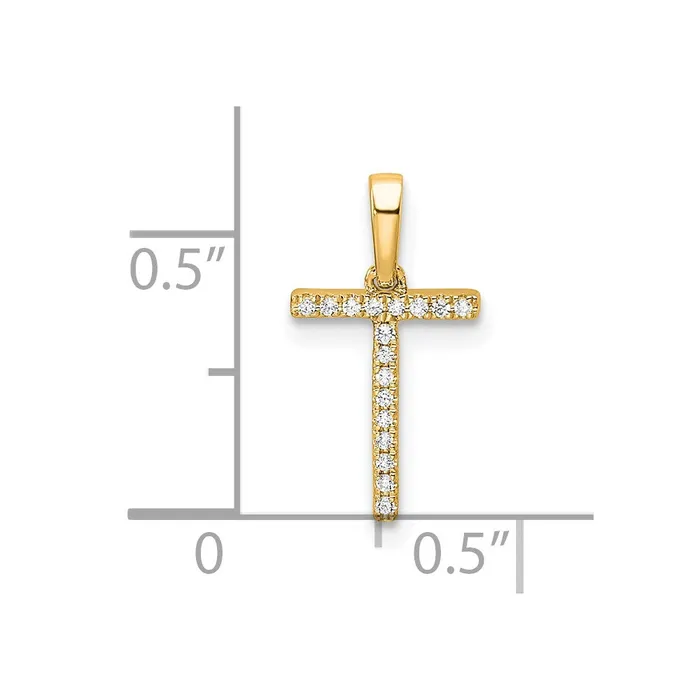 TreasureFineJewelers Necklaces 10k Yellow Gold Diamond Letter T Initial Pendant