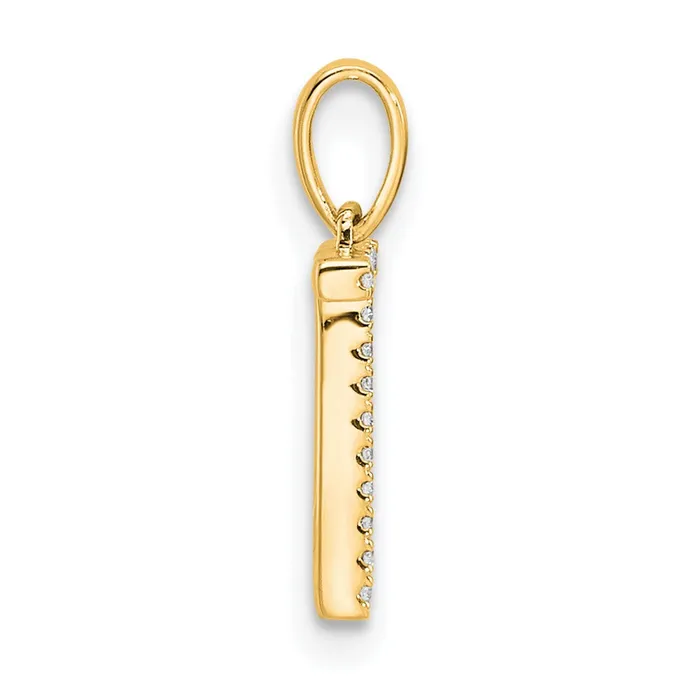 TreasureFineJewelers Necklaces 10k Yellow Gold Diamond Letter T Initial Pendant