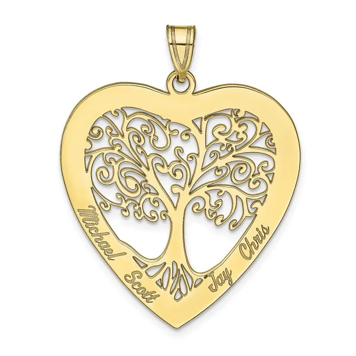 TreasureFineJewelers Necklaces 10KY Heart Family Tree Pendant