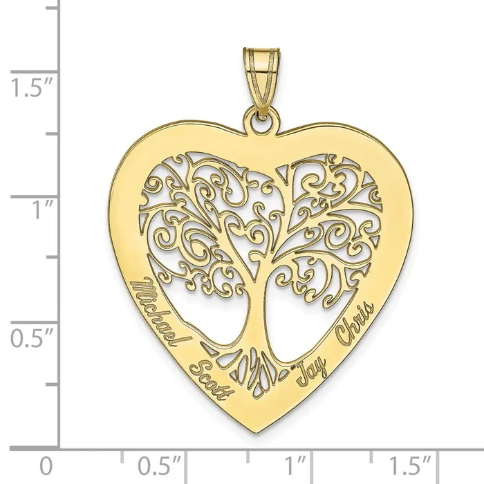 TreasureFineJewelers Necklaces 10KY Heart Family Tree Pendant