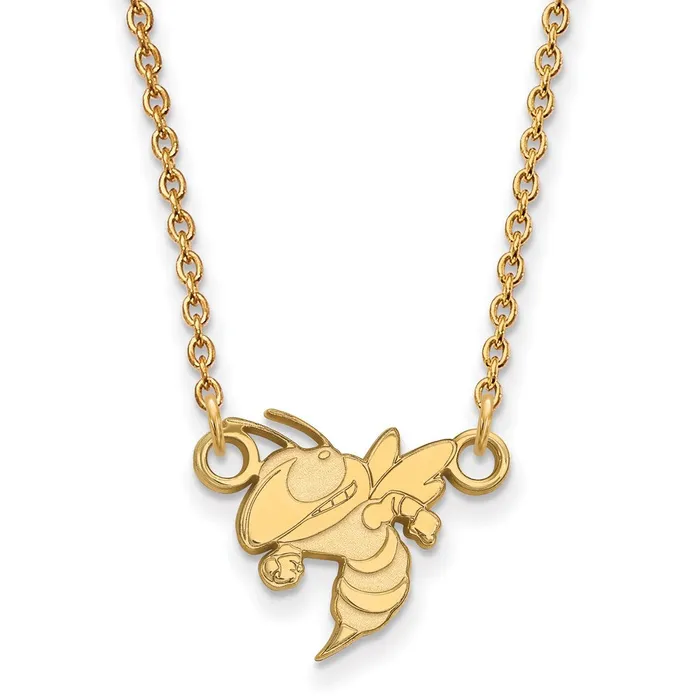 TreasureFineJewelers Necklaces 14k Gold Georgia Institute of Technology Yellow Jacket Small Pendant 18 inch Necklace