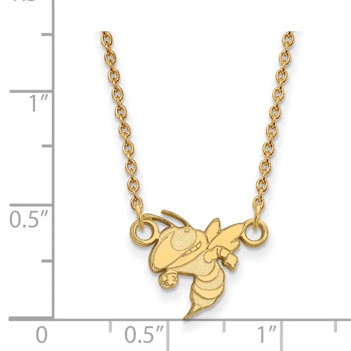 TreasureFineJewelers Necklaces 14k Gold Georgia Institute of Technology Yellow Jacket Small Pendant 18 inch Necklace