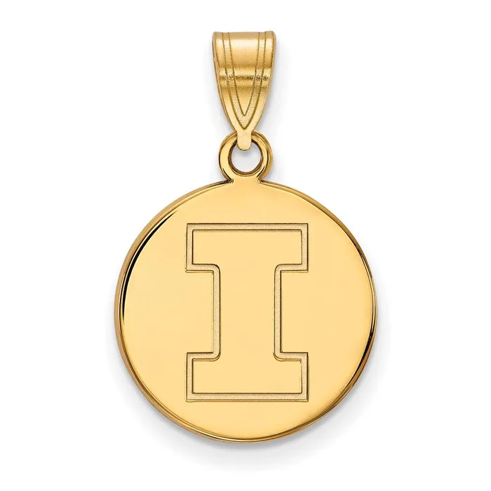 TreasureFineJewelers Necklaces 14k Gold University of Illinois Letter I Medium Disc Pendant TreasureFineJewelers Necklaces 14k Gold University of Illinois Letter I Medium Disc Pendant