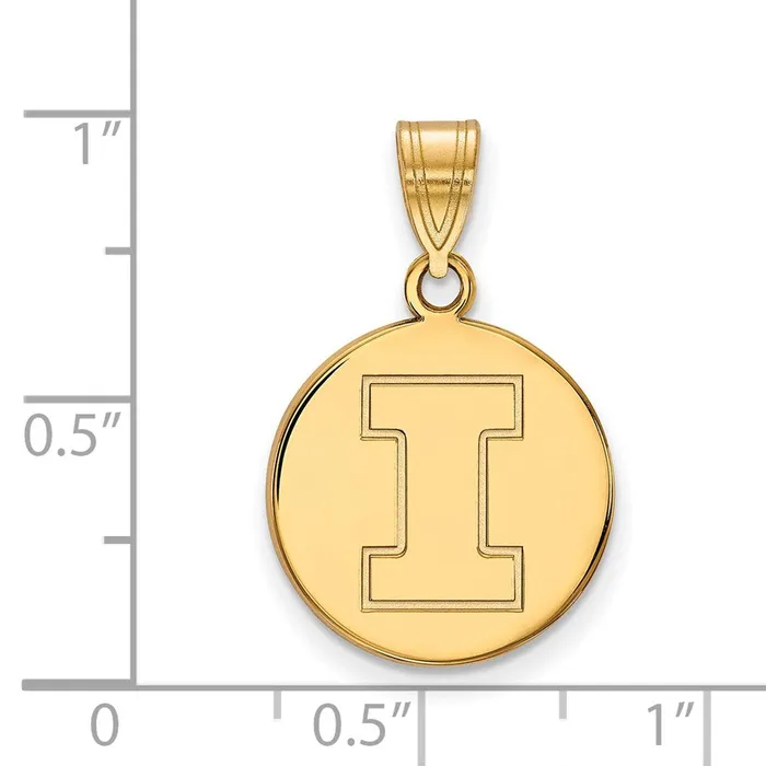 TreasureFineJewelers Necklaces 14k Gold University of Illinois Letter I Medium Disc Pendant