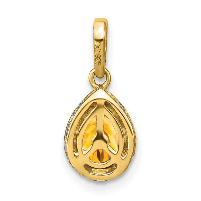 TreasureFineJewelers Necklaces 14k Pear Citrine and Diamond Pendant