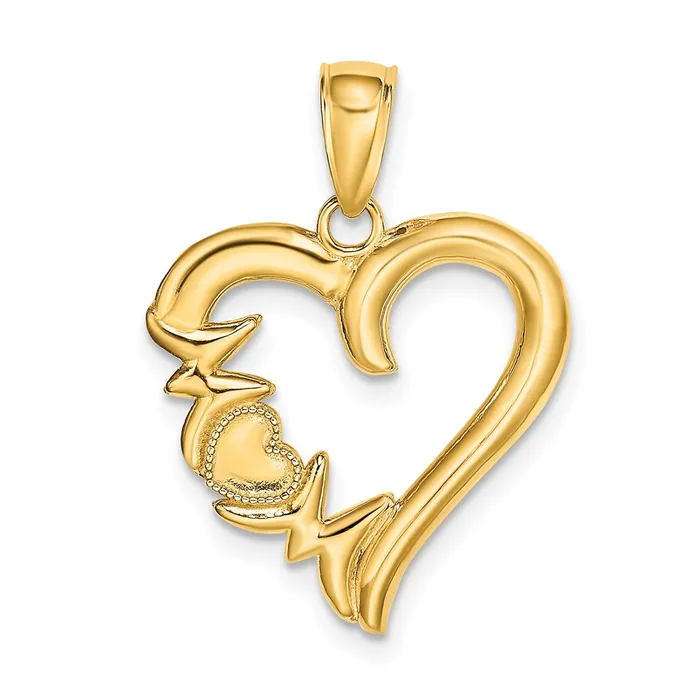 TreasureFineJewelers Necklaces 14K Polished MOM Heart Pendant