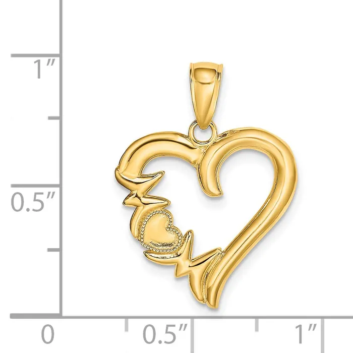 TreasureFineJewelers Necklaces 14K Polished MOM Heart Pendant