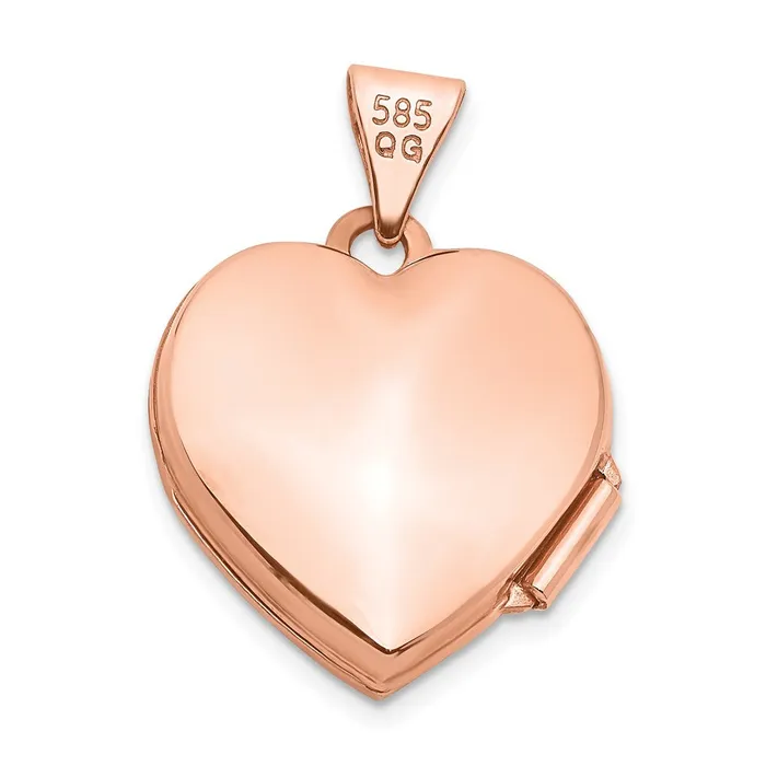 TreasureFineJewelers Necklaces 14k Rose Gold 15mm Scroll Heart Locket