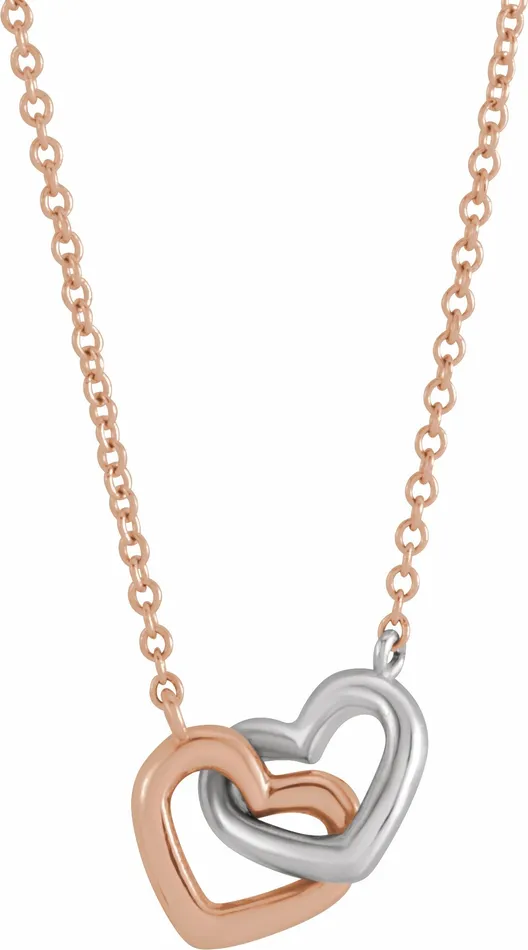 TreasureFineJewelers Necklaces 14K Rose GoldWhite Gold Interlocking Heart 18 Necklace TreasureFineJewelers Necklaces 14K Rose GoldWhite Gold Interlocking Heart 18 Necklace
