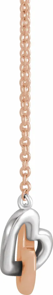 TreasureFineJewelers Necklaces 14K Rose GoldWhite Gold Interlocking Heart 18 Necklace