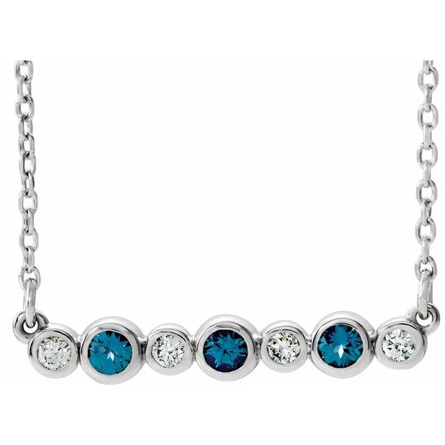 TreasureFineJewelers Necklaces 14K White Alexandrite 08 CTW Diamond BezelSet Bar 1618 Necklace