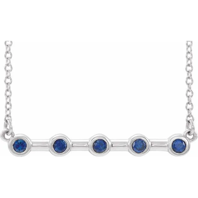 TreasureFineJewelers Necklaces 14K White Blue Sapphire BezelSet 16 Bar Necklace TreasureFineJewelers Necklaces 14K White Blue Sapphire BezelSet 16 Bar Necklace
