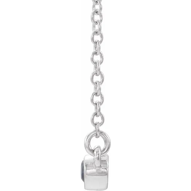 TreasureFineJewelers Necklaces 14K White Blue Sapphire BezelSet 16 Bar Necklace