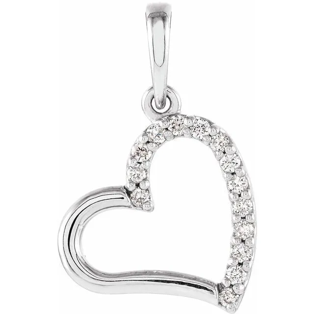 TreasureFineJewelers Necklaces 14K White Gold 06 CTW Natural Diamond Heart Pendant TreasureFineJewelers Necklaces 14K White Gold 06 CTW Natural Diamond Heart Pendant