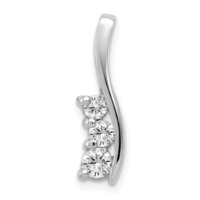 TreasureFineJewelers Necklaces 14k White Gold A Diamond Small Three Stone Curved Bar Pendant TreasureFineJewelers Necklaces 14k White Gold A Diamond Small Three Stone Curved Bar Pendant