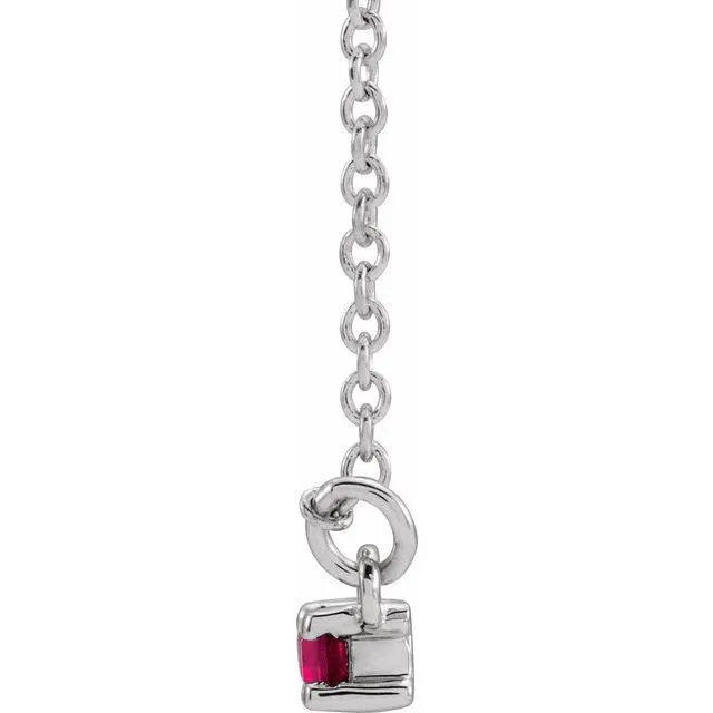 TreasureFineJewelers Necklaces 14K White Gold LabGrown Ruby 15 CTW Natural Diamond Bar 1618 Necklace