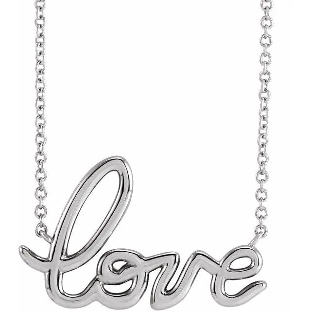 TreasureFineJewelers Necklaces 14K White Gold Love 18 Necklace