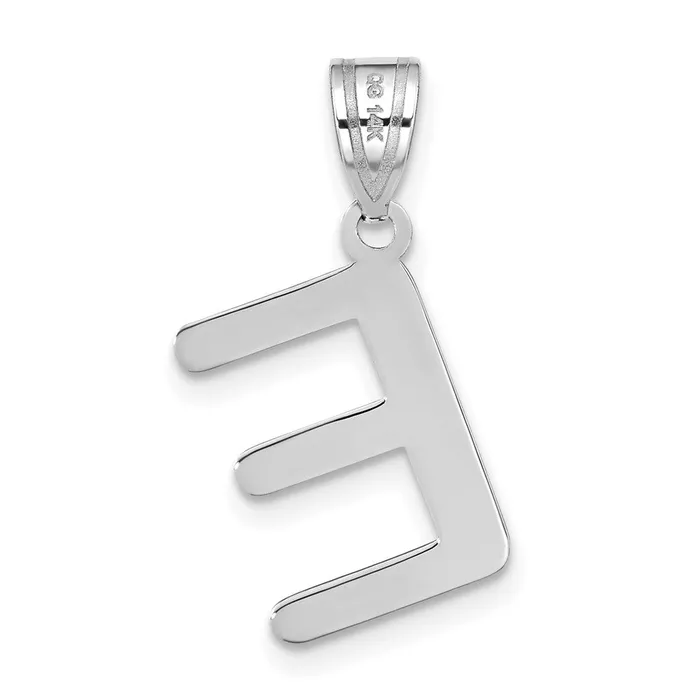 TreasureFineJewelers Necklaces 14k White Gold Polished Bubble Letter E Initial Pendant