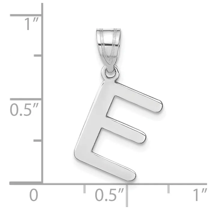 TreasureFineJewelers Necklaces 14k White Gold Polished Bubble Letter E Initial Pendant