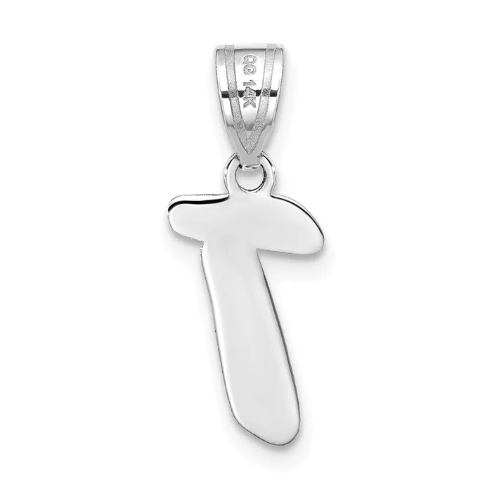 TreasureFineJewelers Necklaces 14k White Gold Polished Script Letter T Initial Pendant