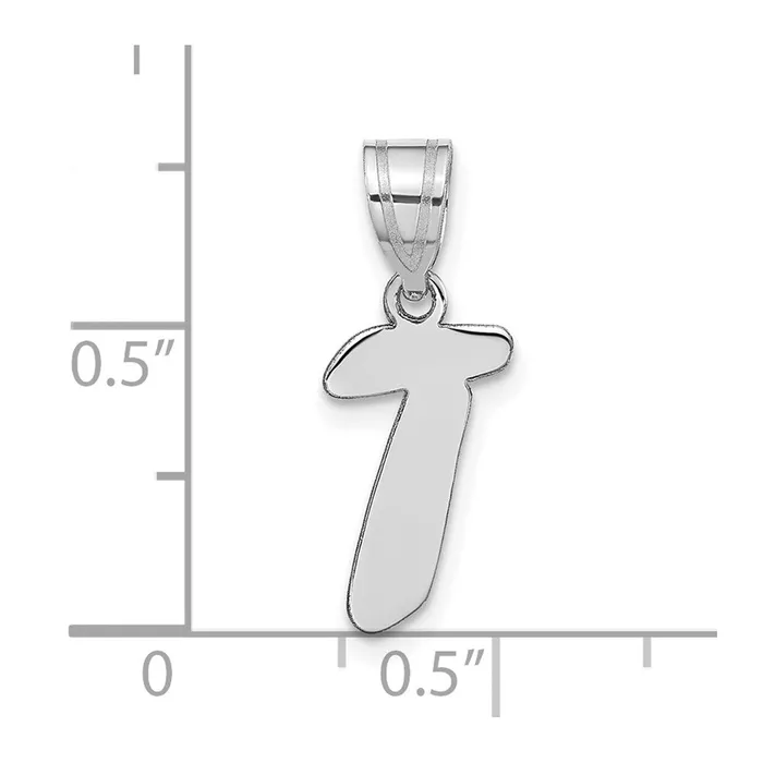 TreasureFineJewelers Necklaces 14k White Gold Polished Script Letter T Initial Pendant