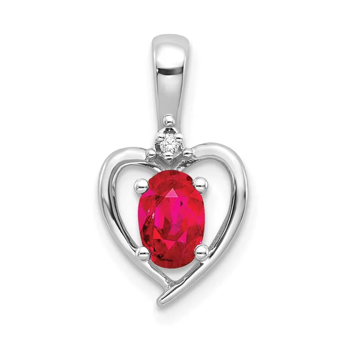 TreasureFineJewelers Necklaces 14k White Gold Ruby and Diamond Heart Pendant TreasureFineJewelers Necklaces 14k White Gold Ruby and Diamond Heart Pendant