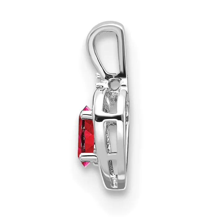 TreasureFineJewelers Necklaces 14k White Gold Ruby and Diamond Heart Pendant